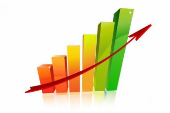 stock image of a bar graph showing an increasing value